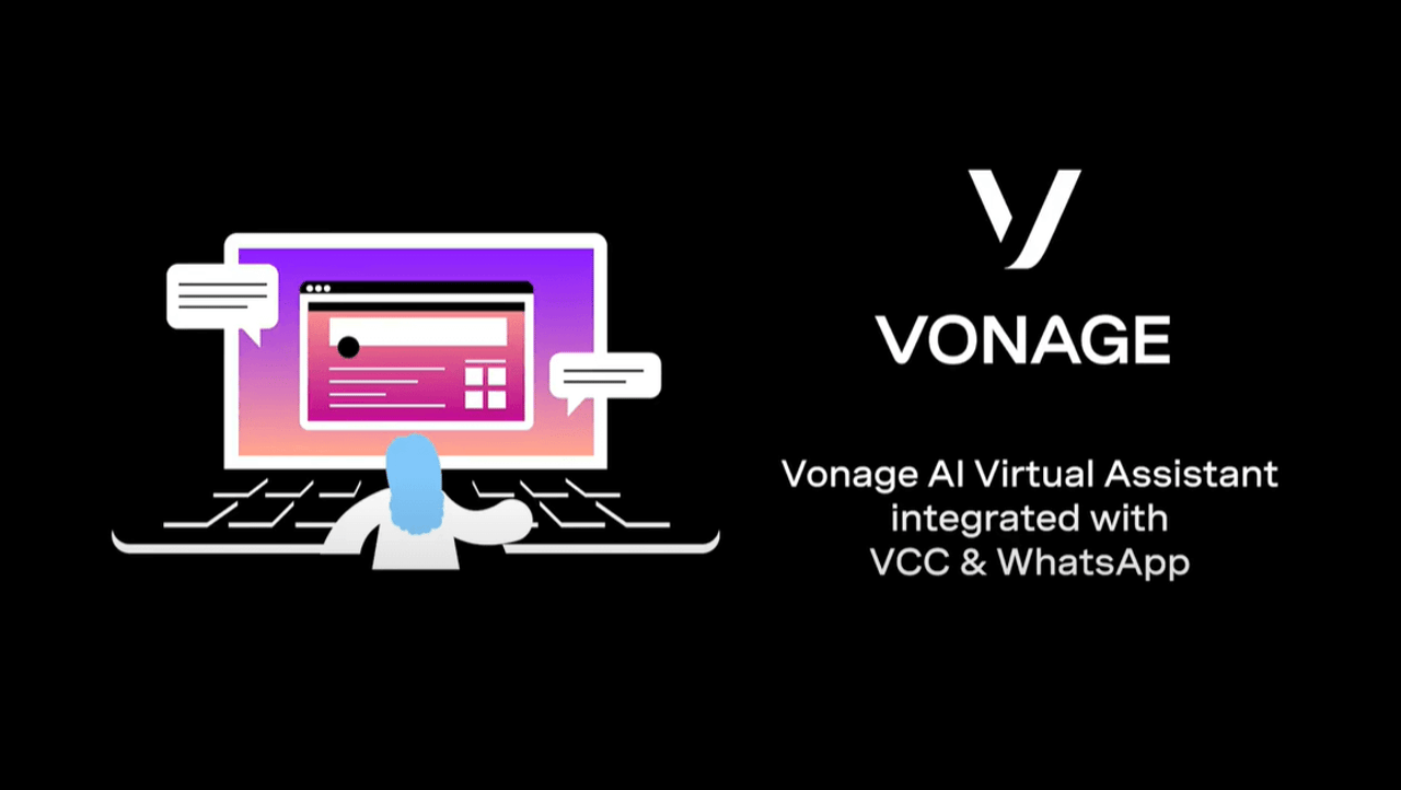 Intégration de l'assistant virtuel basé sur l'IA de Vonage à VCC et WhatsApp cover slide for Vonage AI Virtual Assistant demo video