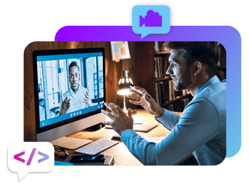 Two individuals using Meetings API