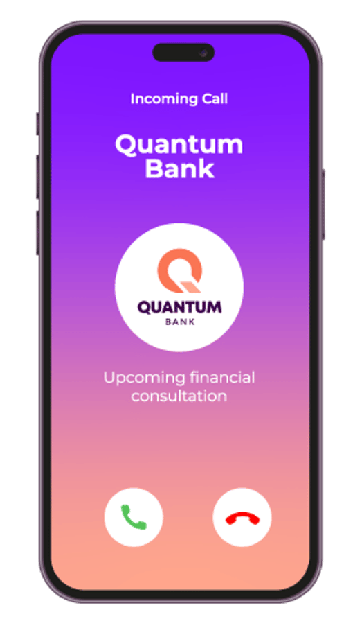 Mobile device showcasing how RCS looks when a call comes in from a brand