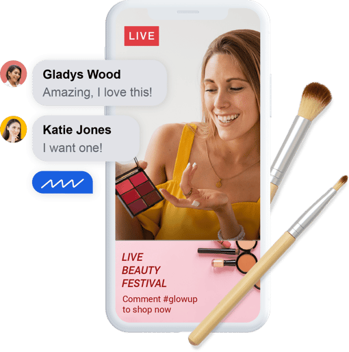 Facebook live conversation with makeup brushes