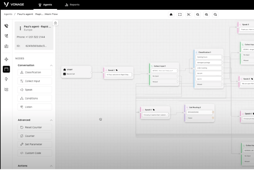 Vonage AI Studio Blog Header Screenshot of Vonage AI Studio interface