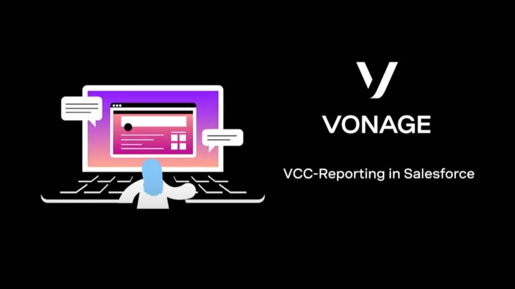 Rapports Vonage Contact Center dans Salesforce Cover slide for VCC reporting in Salesforce demo video
